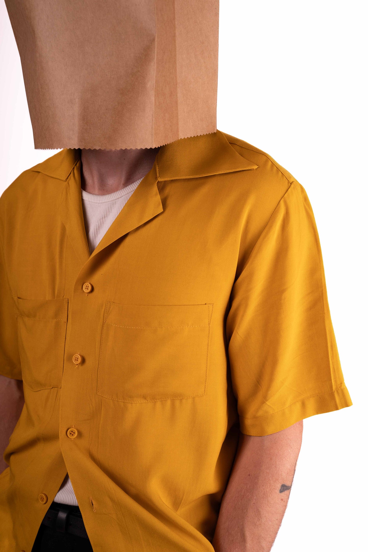 Mustard 70’s collar short sleeve shirt