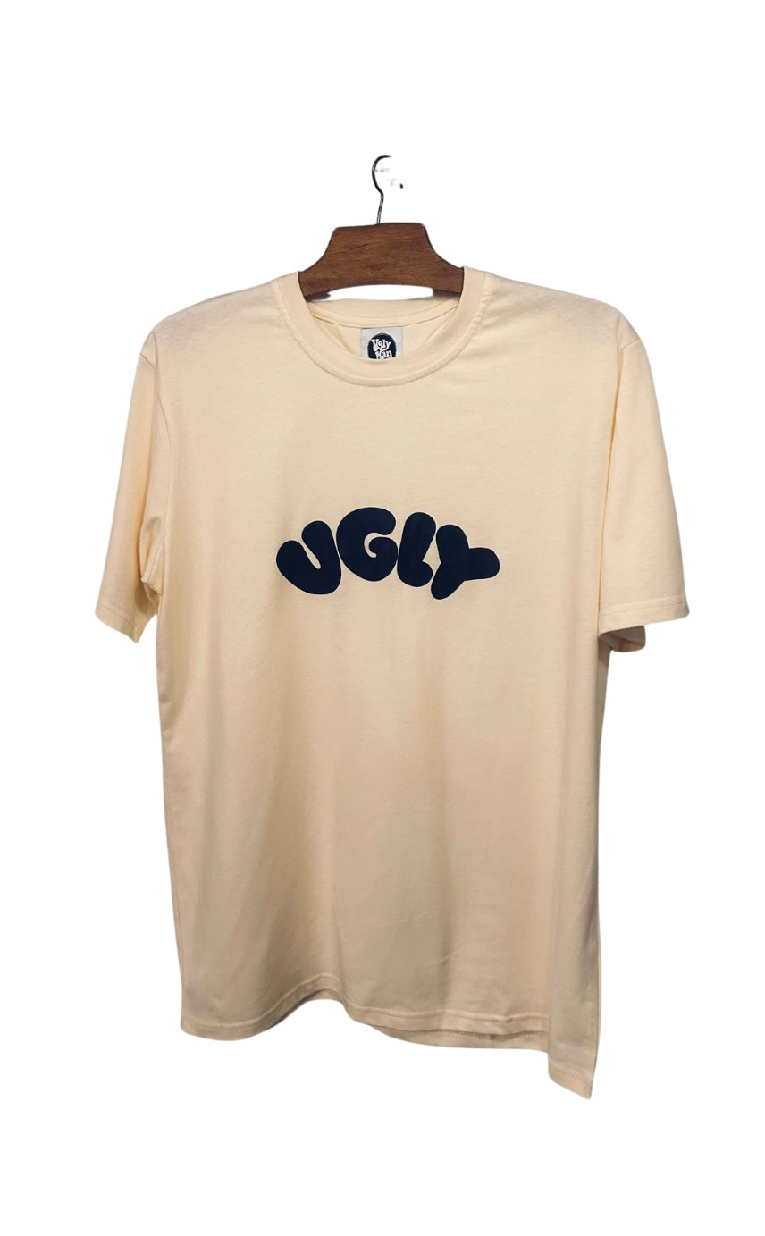 UGLY T-shirt - Cream and blue